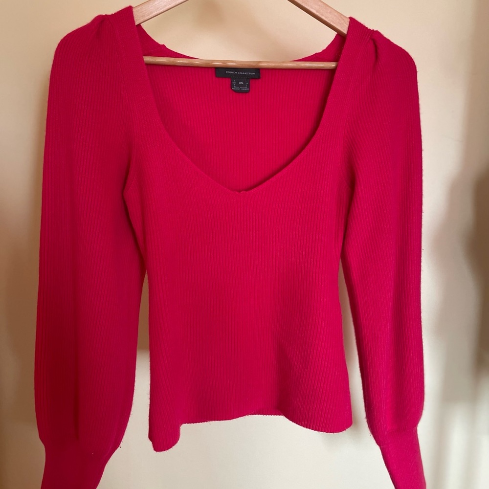 Pink long sleeve, scoop neck sweater